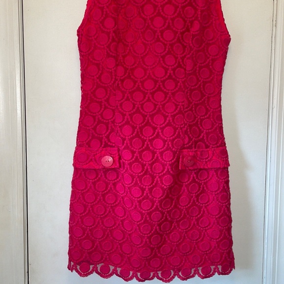 Bebe Fuschia Lace Embroidered Dress Small EUC - Picture 6 of 9